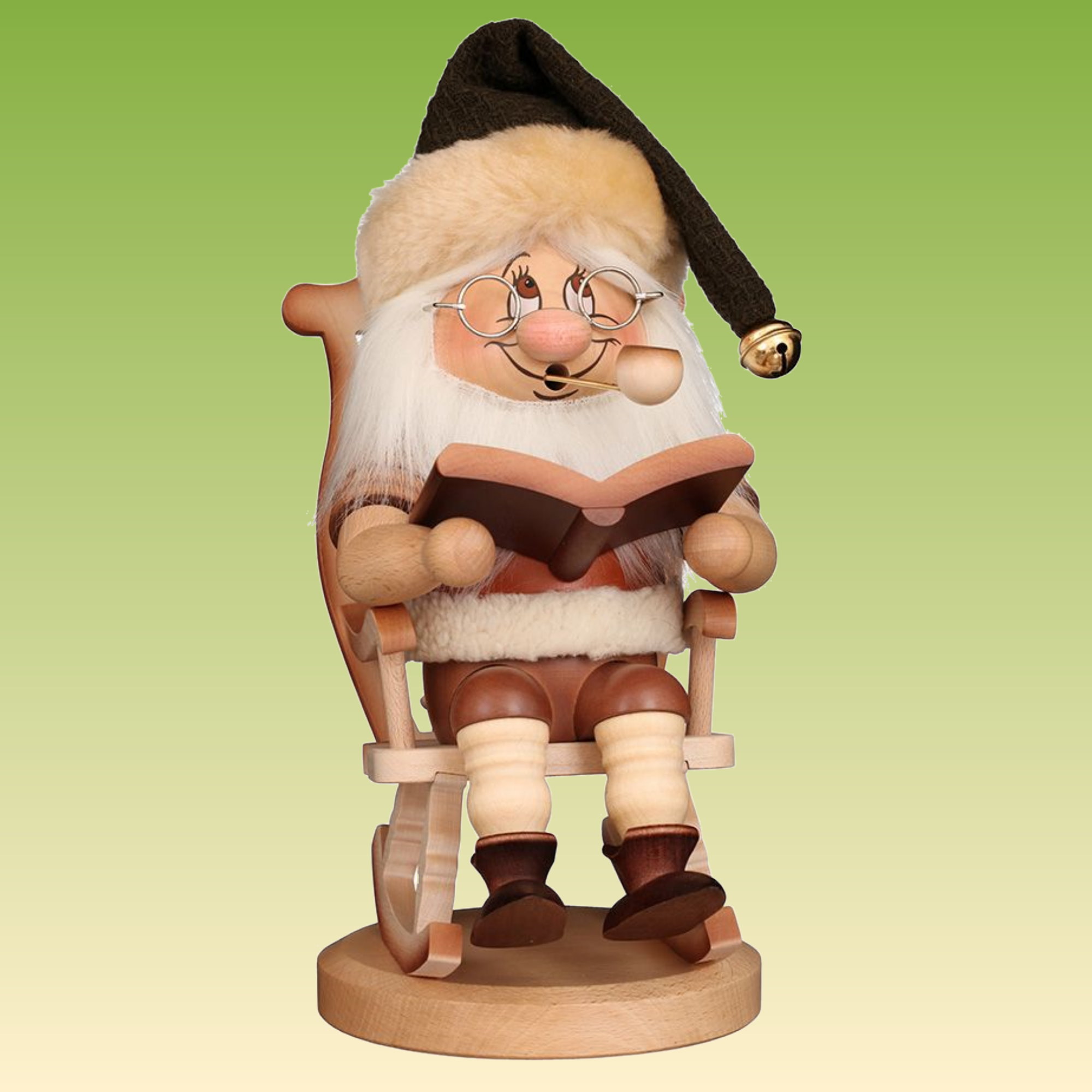 Räuchermann Wichtel im Schaukelstuhl