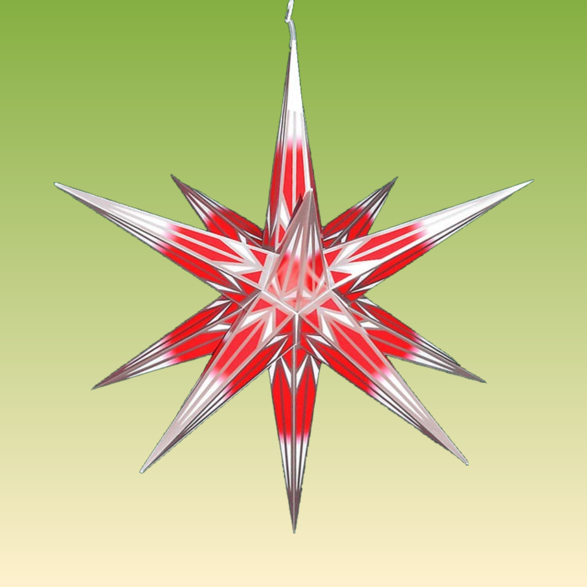 Haßlauer Adventsstern rot/weiß mit Silbermuster für außen