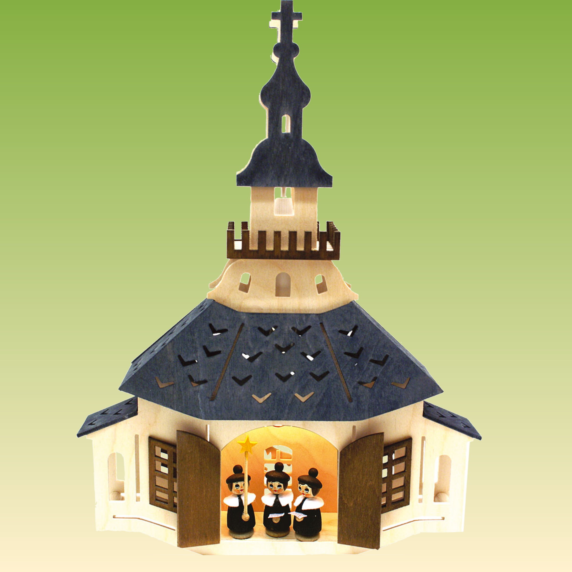 Fensterbild Kirche mit Kurrende