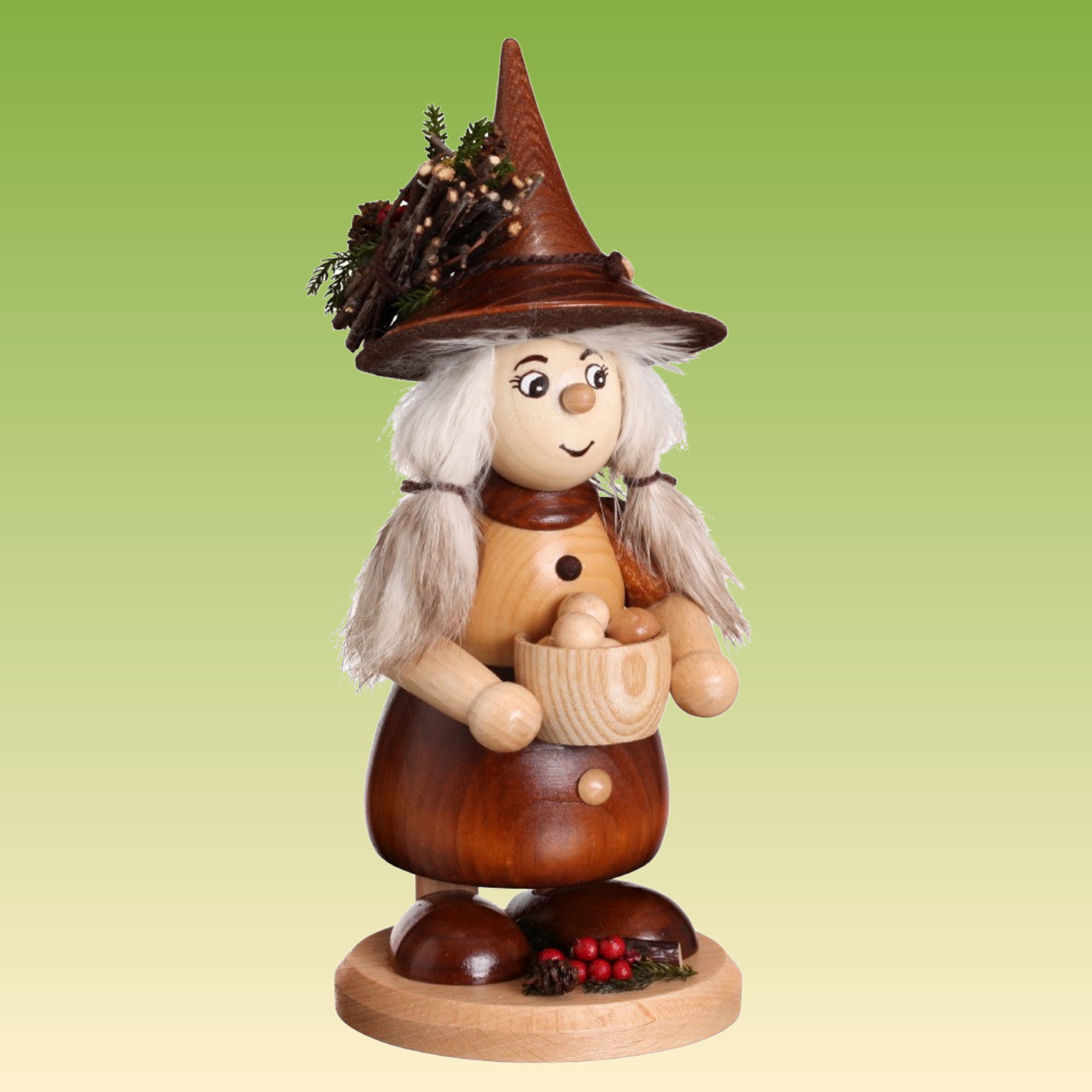 Räuchermann Wichtelfrau mit Kochtopf