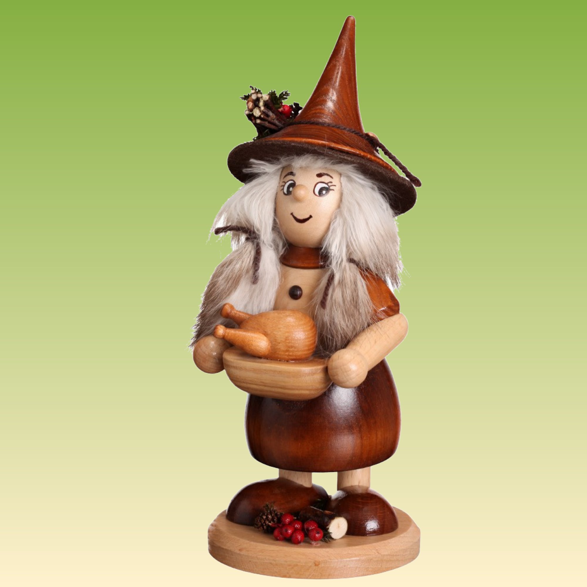 Räuchermann Wichtelfrau mit Pfanne